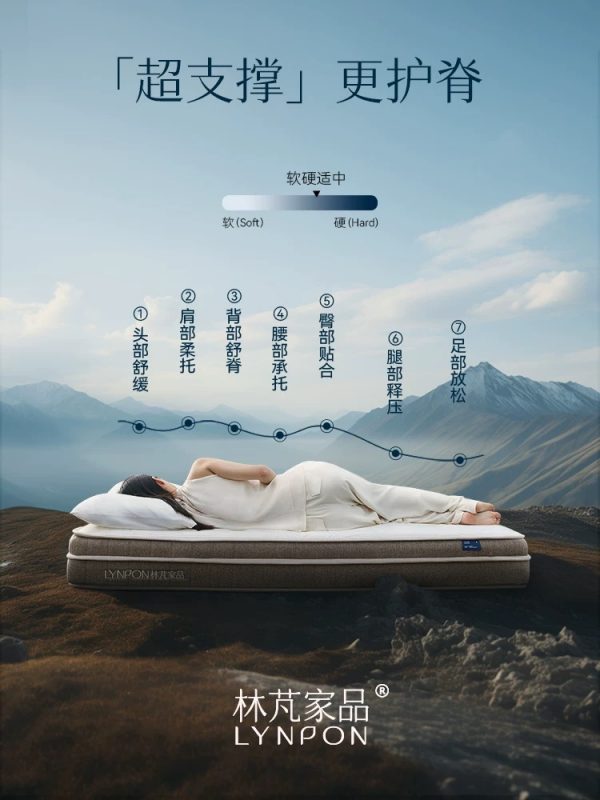林芃云宿席梦思床垫厚20cm家用主卧弹簧独立乳胶椰棕官方护脊硬垫 - 图片 2