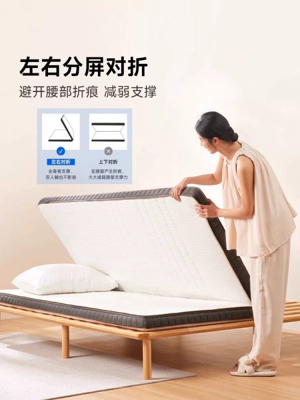 8H天然乳胶床垫1.8m可折叠黄麻护脊偏硬学生宿舍席梦思榻榻米薄垫 - 图片 2