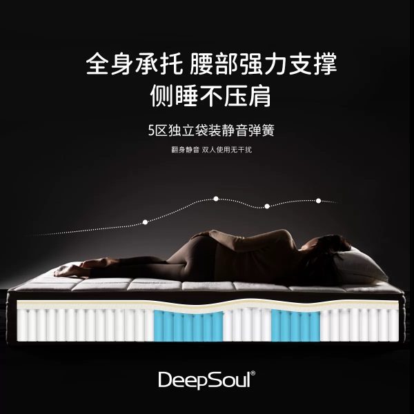 抖擞deepsoulS26软硬适中护脊静音弹簧床垫腰部支撑环保防螨羊毛 - 图片 3