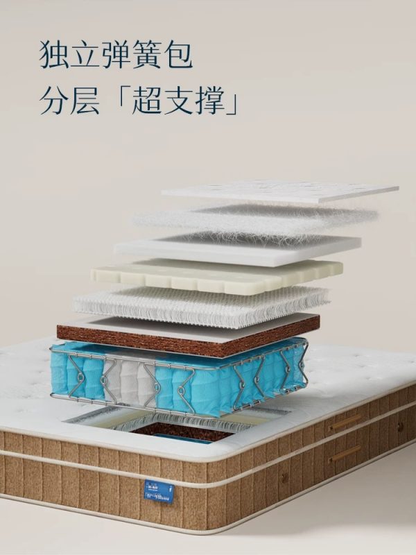 林芃云宿席梦思床垫厚20cm家用主卧弹簧独立乳胶椰棕官方护脊硬垫 - 图片 4