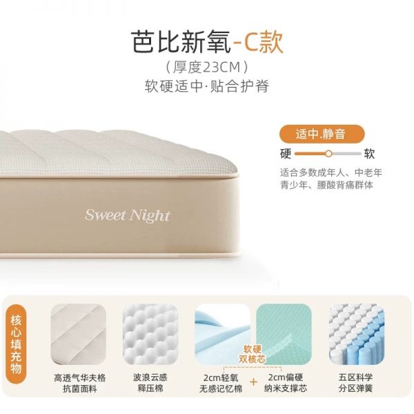 SW甜秘密席梦思床垫乳胶弹簧儿童家用双人硬垫定制厚新氧 - 图片 7