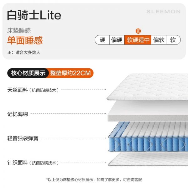 【白骑士】喜临门政府补贴双人主卧黄麻乳胶席梦思弹簧（床垫） - 图片 7