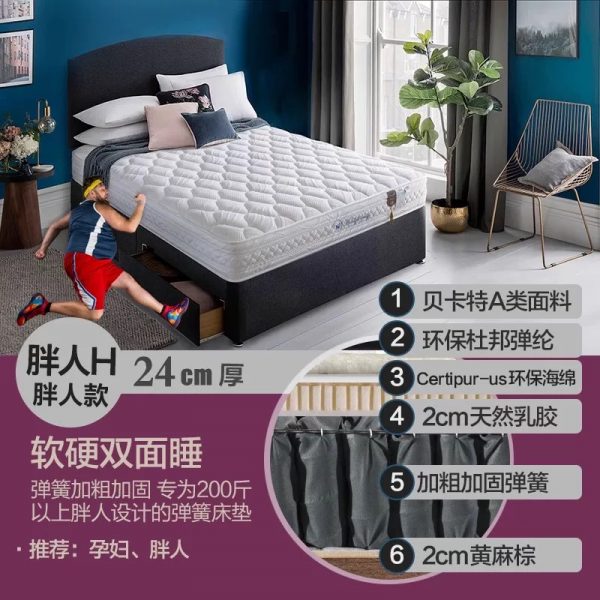 MF月光之家乳胶床垫1.5m 1.8米独立弹簧椰棕垫家用软垫席梦思定制 - 图片 20