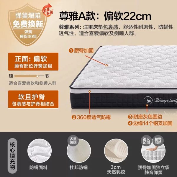 MF月光之家乳胶床垫1.5m 1.8米独立弹簧椰棕垫家用软垫席梦思定制 - 图片 21