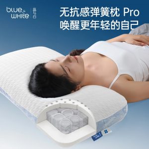 蓝与白无抗感弹簧枕 全新研发专利弹簧枕 颠覆传统枕头硬支撑
